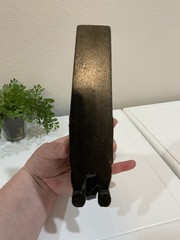 Vtg Wood Brass Hand Carved Elephant Wedge Trunk Up Doorstop Sculpture Statue