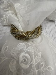 Set of 7 Vintage Beaded Napkin Rings with Tiny Seed Beads Silver Gold India EUC