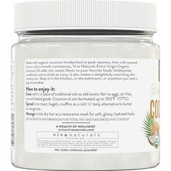 16 fl oz Viva Naturals Coconut Oil USDA Organic, Unrefined Extra Virgin, Non-GMO