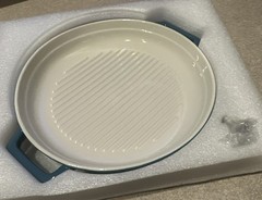Servppetit Stackable Stoneware Grill Pan With Lid Blue 10 Inch New Free Shippin