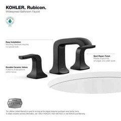 KOHLER Rubicon 8 in. Widespread Double Handle Bathroom Faucet in Matte Black