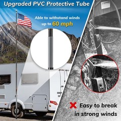 Zelvoro Upgraded Telescopic Flagpole Anti-Break Tube Thickened Tire Bracket