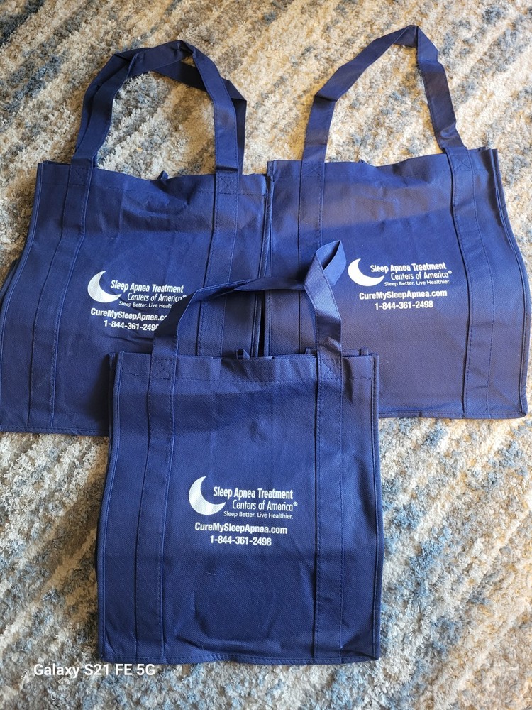 Lot Of 3 Reusable Grocery Tote Bags Blue Eco Shopping Bag Size 15×13 New Unused.