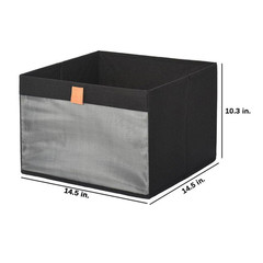 Black 14.5 In. X 10.3 In. Fabric Decorative Basket Set of 3 with Clear Window an