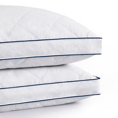 Grey Goose Down Feather Gusseted Pillows Set of 2 Luxury Bed Pillows Queen Size