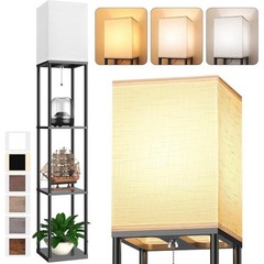 Tall Floor Lamp W/ Shelves LED Bulb 3 Color Temperatures Easy Assembly New