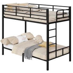 Twin Over Twin Bunk Bed Heavy Duty Metal Bunk Bed Frame for Adults Teens Black