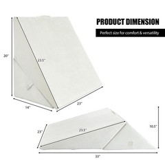 Costway Bed Wedge Pillow Adjustable Memory Foam Reading Sleep Back Support White