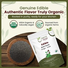 Organic Way Edible Basil Seeds | Kosher Certified Origin Albania (1/4 lbs 4 Oz)