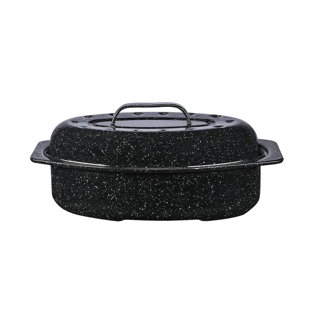 Granite Ware 13-Inch Covered Oval Roaster – Speckled Black