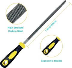 3 Pcs Metal File Set, 8-Inch,Professional High Carbon Steel File, Includes Flat/