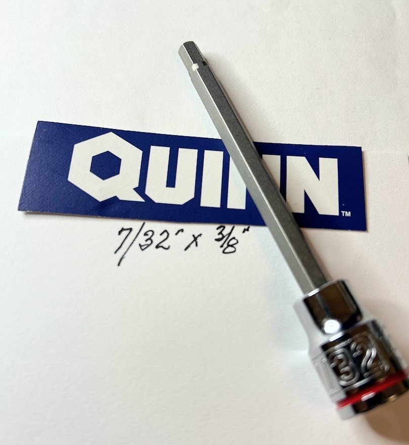 QUINN 7/32″ x 3/8″ Dr Hex Bit Socket – 4.2 in long – Free USA Shipping