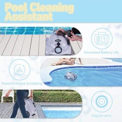 Cordless Wall Climbing Robotic Pool Cleaner for 2200 Sq Ft In-Ground Pools Grey