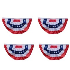 4 Pack USA Pleated Fan Flag 1.5×3 Feet American US Bunting Flags Half Fan Banner