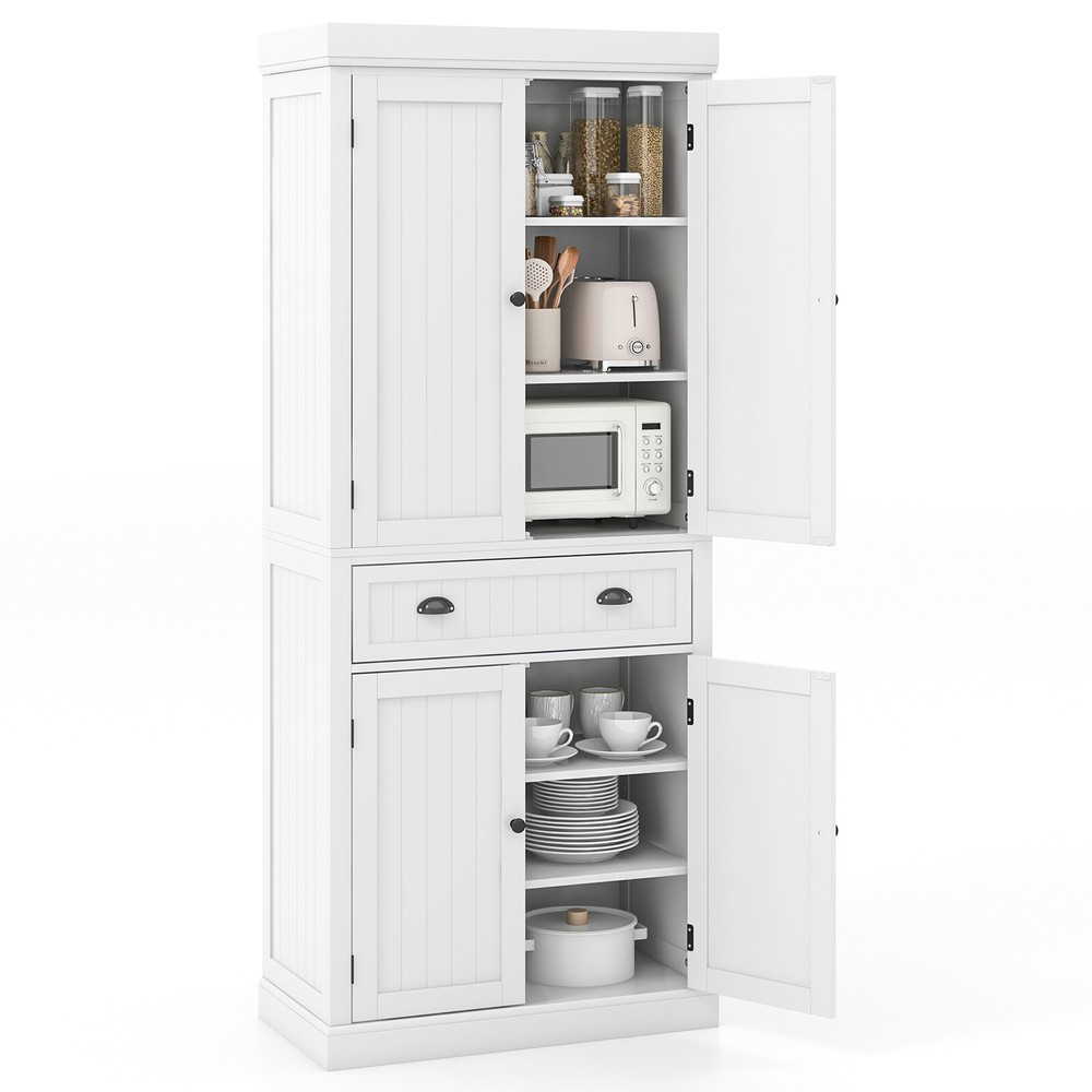 Bestcomfort Kitchen Cabinet Pantry Cupboard Freestanding w/Shelves White