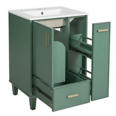 Bathroom Vanity with/Sink Solid Wood Frame Storage Cabinet w/Door Shelf, Drawer