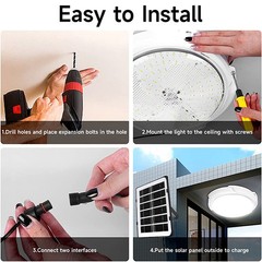 Solar Panel Powered Light Pendant Ceiling Lamp Indoor Outdoor Garden Shed Barn