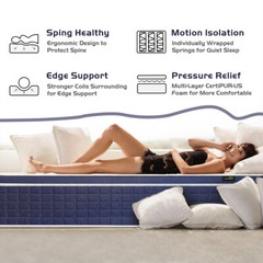 10″12″14″ Gel Memory Foam Mattress Innerspring Twin Full Queen King Bed in A Box