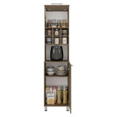 Double Door Kitchen Pantry Cabinet 80″ H 19.7″ W 19.6″ D 6 Cubbies 4 Shelves