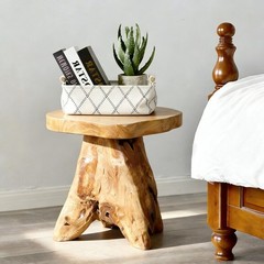 GREENAGE Natural Cedar Mushroom Stool Plant Stand Nightsstand Side Table 13.5″ H