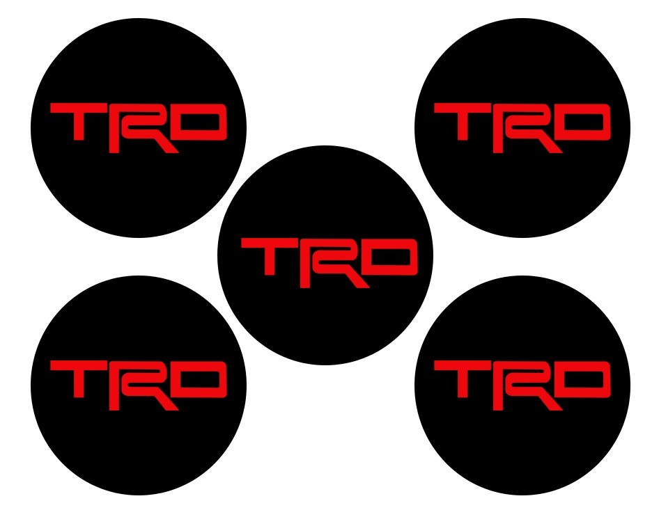 2″ Toyota TRD Wheel Center Cap Overlay , Vinyl Decal Sticker sheet of 5