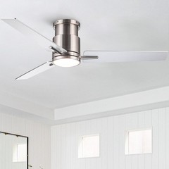 52″ Brushed Nickel Low Profile Ceiling Fan with Light Energy Saving Fan NEW
