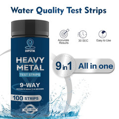 9 Way Heavy Metals Water Test Strips, 100Ct Home Water Testing Kit for Iron, Mer