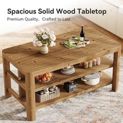 63-Inch Farmhouse Solid Wood Kitchen Island with Storage Shelves for Dining Room