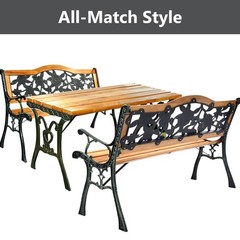 Patio Park Garden Bench Porch Path Chair Furniture Cast Iron Hardwood New