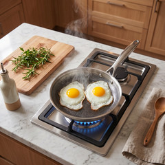 11.02in Titanium Stainless Steel Frying Pan Non stick Wok Home Egg