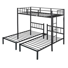 Twin Over Twin & Twin Triple Bunk Bed Platform Bed Frames For Kids Teens Adults