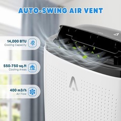 14000 BTU Portable Air Conditioner 3 in-1 AC Unit Cools 750 Sq. Ft Quiet Remote
