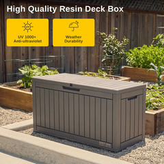 60 Gallon and 31 Gallon Deck Boxes, Outdoor Storage Boxes with Padlock for Patio