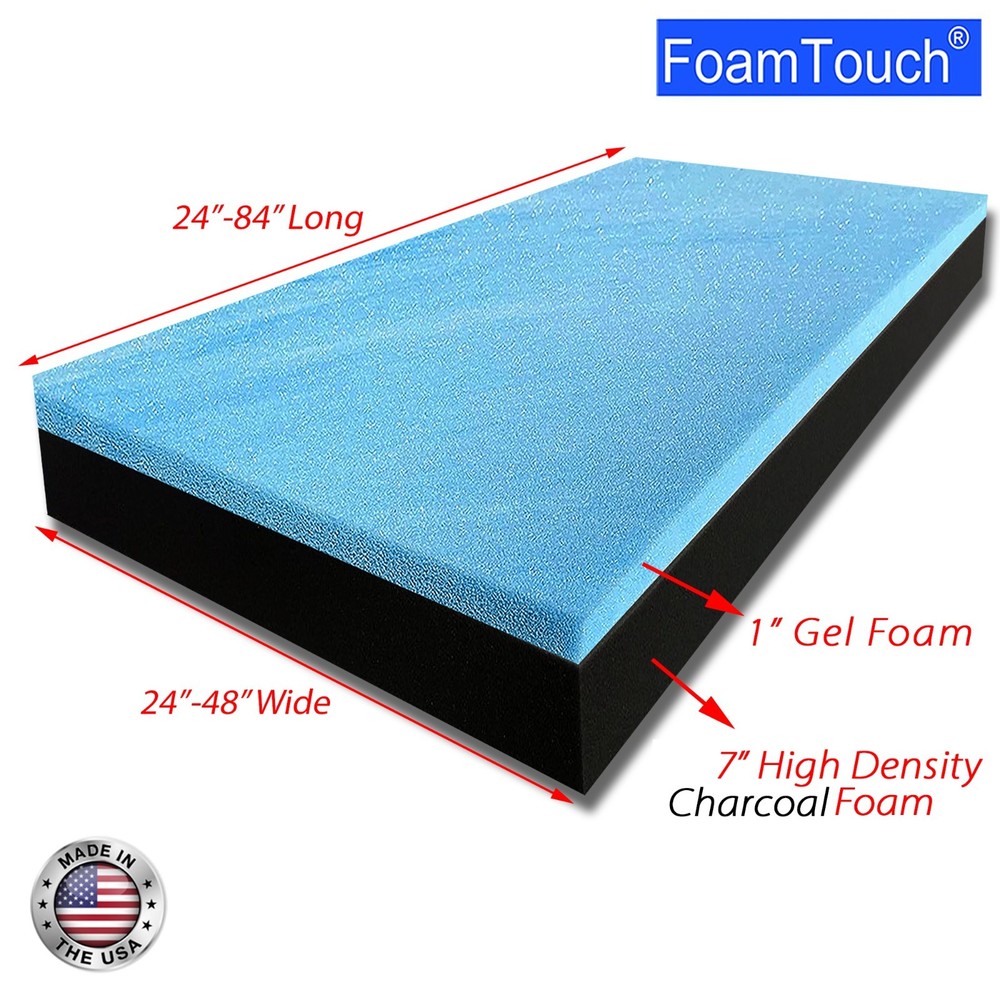 FoamTouch Custom Cut RV Mattresses – 8″ Thick-Gel on Charcoal- Variation
