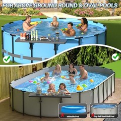 Pool Bar, Above Ground Poolside Bar Table, 49.4×9.6″ Stable & Large Dark Gray