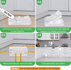 32 Pcs Ant Bait Stations Reusable (Bait NOT Included), Multi Surface Ant Killer