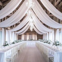 50Ft White Ceiling Drapes – 10 Panels for Weddings, Parties & Events