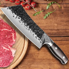 Cleaver Knife Hand Forged Kitchen Knife Hammered High Carbon Steel Chef’s Knife