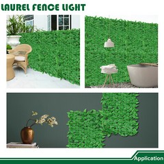 58in Artificial Faux Light Green Laurel Leaf Privacy Hedge with Mesh Backing