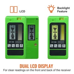VEVOR Red Green Laser Receiver Pulsing Detector 197ft Digital LCD Dual Display