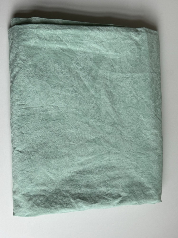 Ralph Lauren Twin FLAT Sheet Avery Green Cotton Damask Vintage 1994 1990s