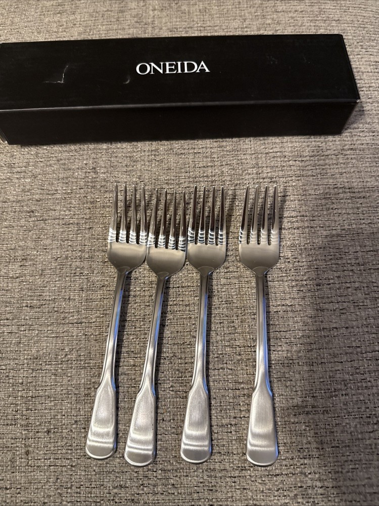 Set of 4 Oneida Colonial Boston Stainless Salad Forks 6.5in