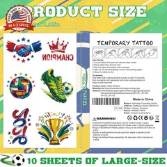 45 Pcs Soccer Tattoos for Kids, Teens, Adults – World Cup 2026 Merchandise, Worl