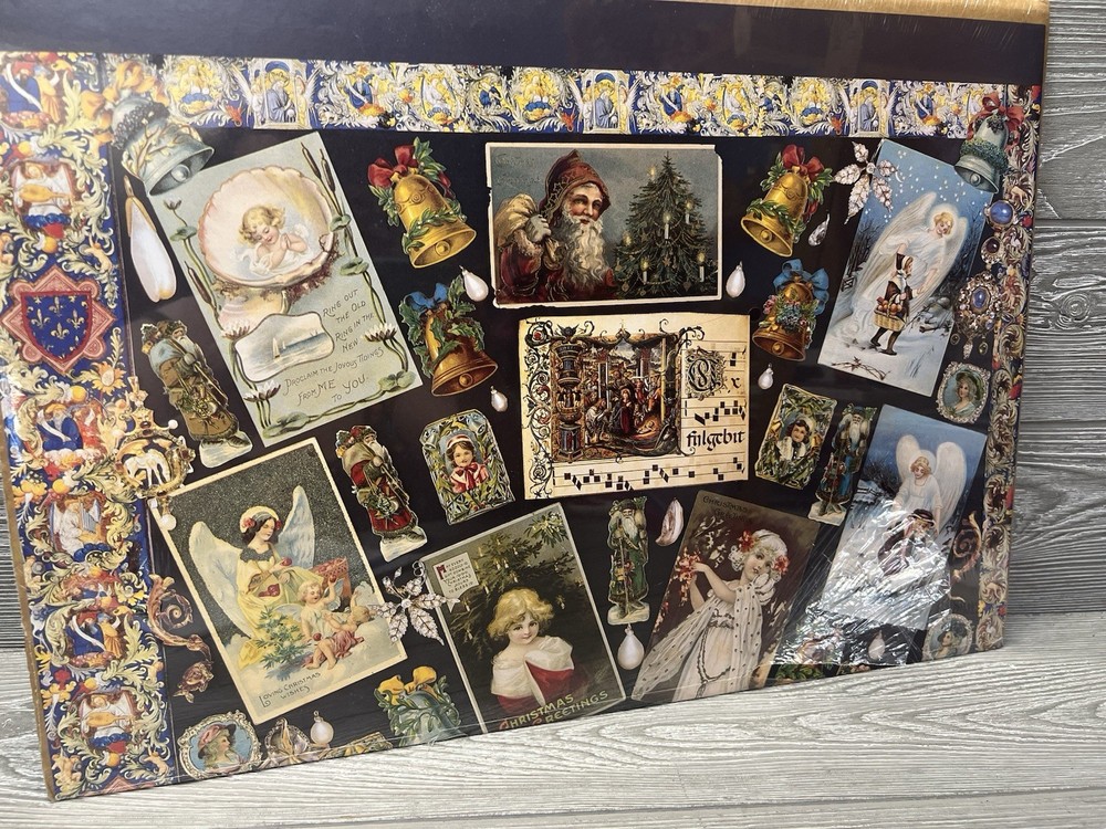 Victorian Christmas Cards in Blue Large Poster Print 27” X 19.75” Milner 1993