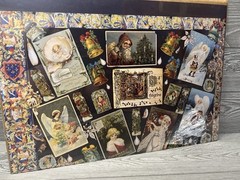 Victorian Christmas Cards in Blue Large Poster Print 27” X 19.75” Milner 1993