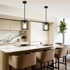 Matte Black Metal Farmhouse 6.7 x 9.8in Hanging Pendant Light Fixture (Set of 2)