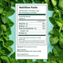 Pure Peppermint Tea – no stems, 100% Natural Herbal Tea, 60 bags, USA seller