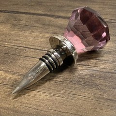 Pink Diamond Crystal Wine Bottle Stopper Pre-owned Parties 4.4 in Length