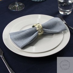 Narrow Striped Cotton Linen Blended Dinner Cloth Napkins Set of 12 (40 x 30 cm)