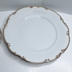 Hutschenreuther Selb Bavaria 2 Dinner Plates 10.25” Vintage White Platinum Trim